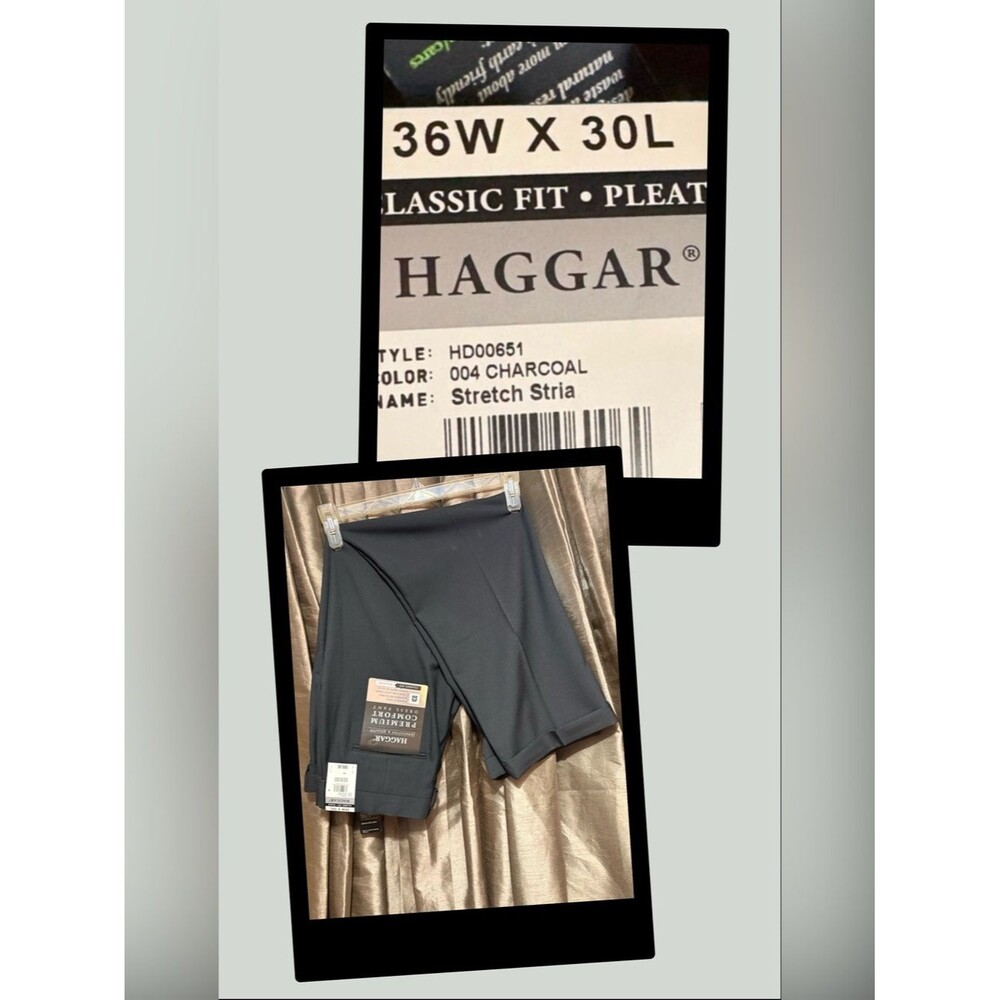 Haggar Charcoal Dress Pants with Cuffed Hem #1848